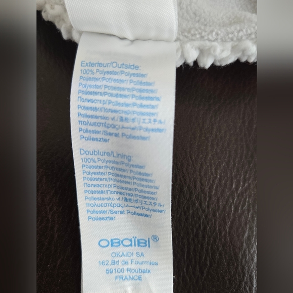 3 For $15 Okaidi Cozy White Kids Scarf with Pom Poms - Picture 3 of 3